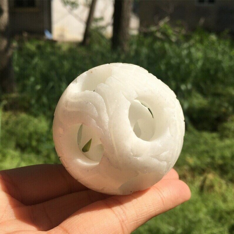 1PC 50mm+ White Jade Quartz Sphere Heal Collection Divination Prophecy 100g+
