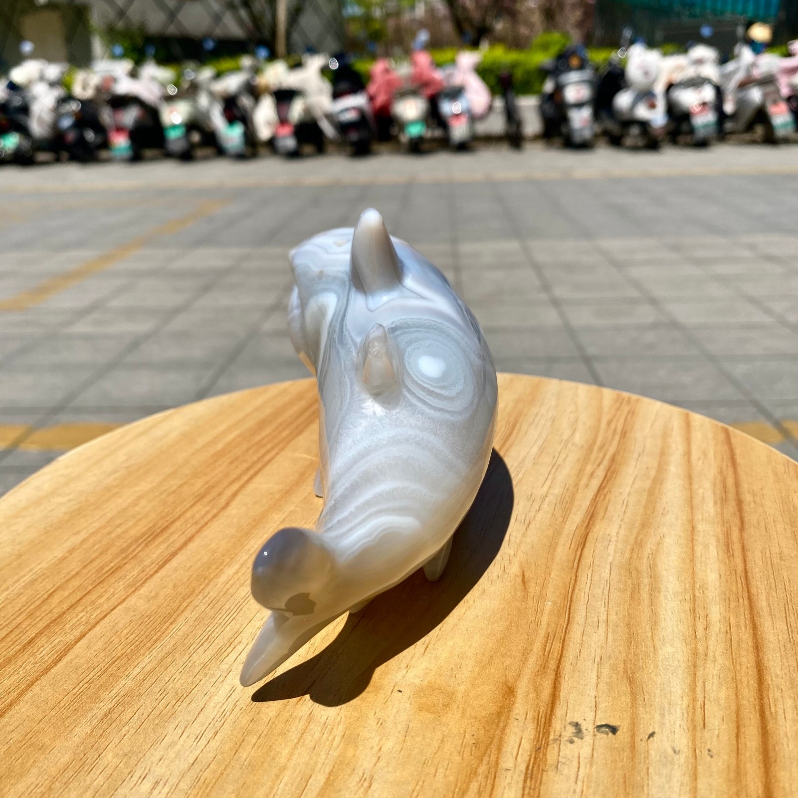 1.41LB Natural Agate Hand Carved Shark Figurine, Ocean Power Crystal Statue