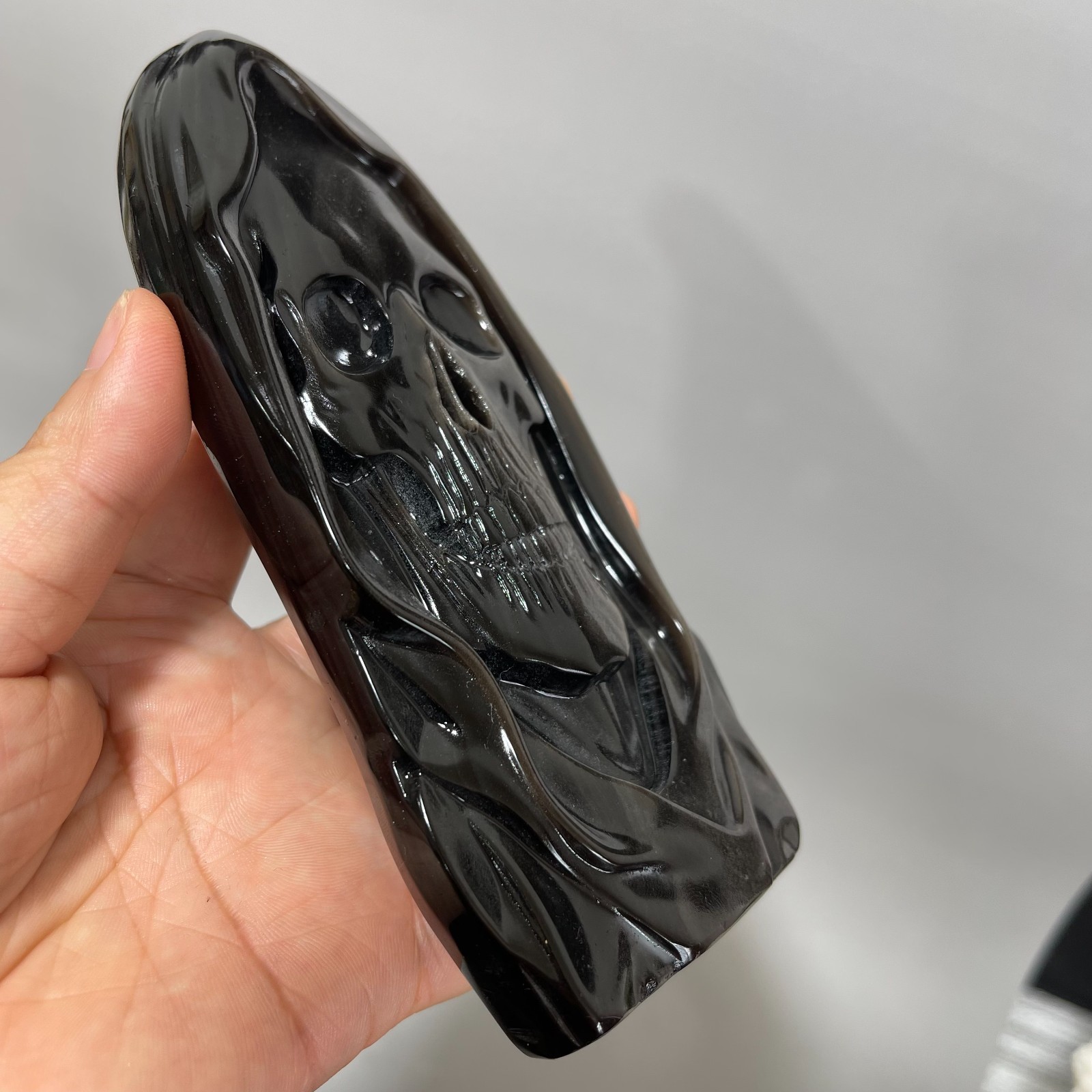 1 pcs Silver Sheen Obsidian Quartz Carved Crystal Skull Reiki Healing