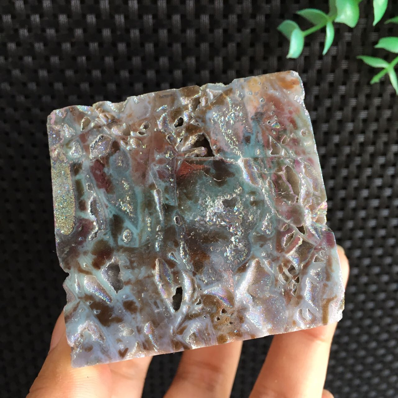 393g Titanium Angel Aura Sphalerite Cube Geode Quartz Crystal Specimen Healing