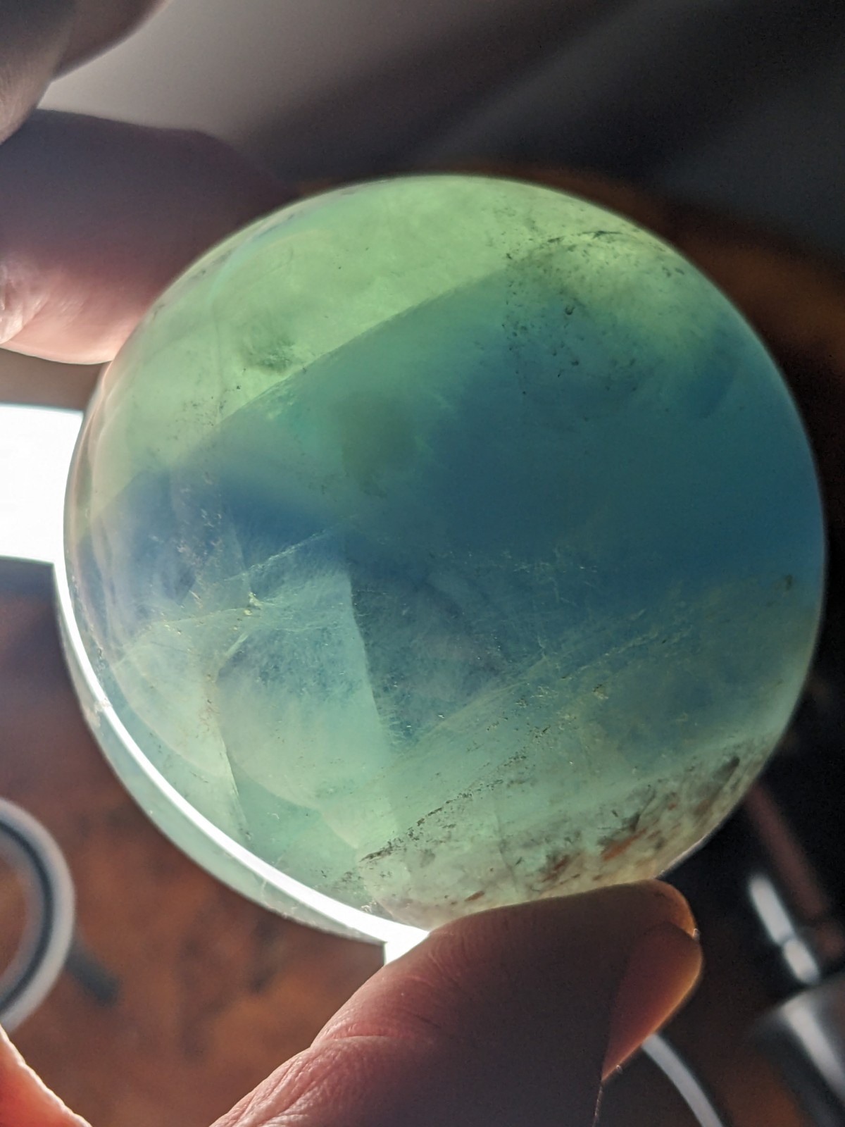 2.25″ Green And Blue Fluorite Sphere With Stand Free Shipping