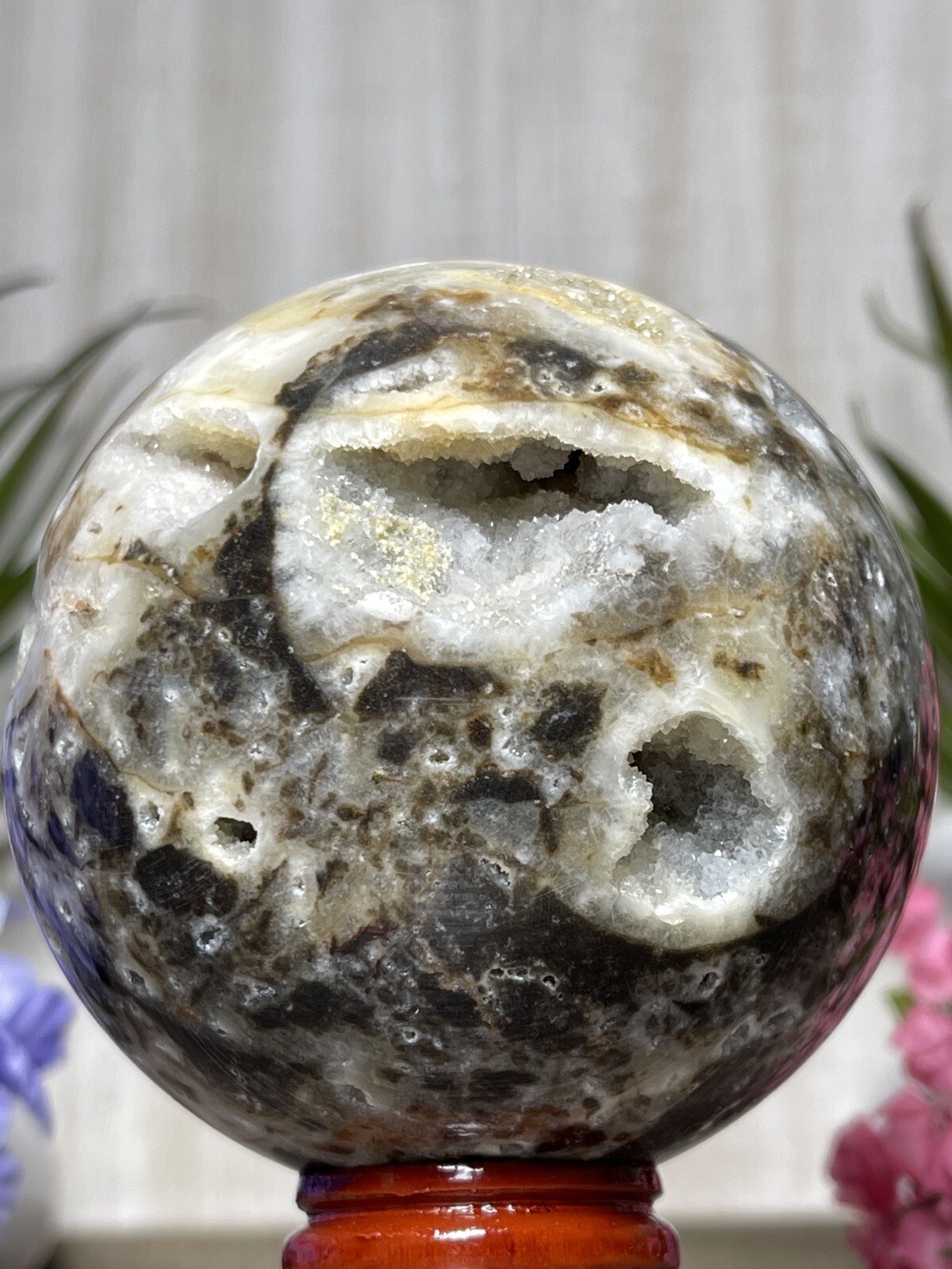 73mm SPHALERITE DRUZY SPHERE – Black Mineral Druzy Crystal Chakra Reiki Witch