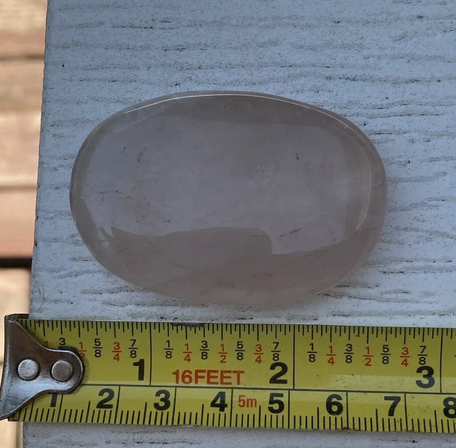 Handmade Polished PINK ROSE QUARTZ Healing Crystal Palm Stone MADAGASCAR 2.16″