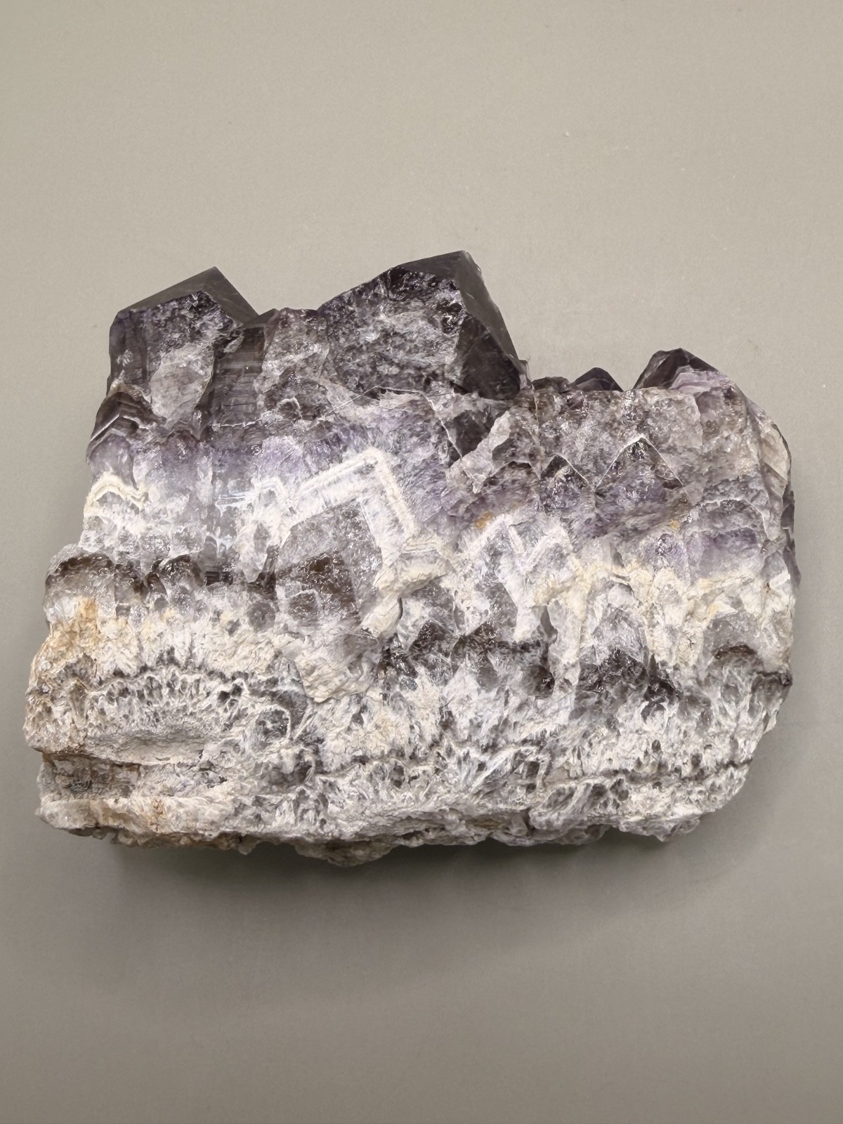 Natural Dark Amethyst Cluster ∼4″ – Raw Purple Chevron Quartz Crystal Points