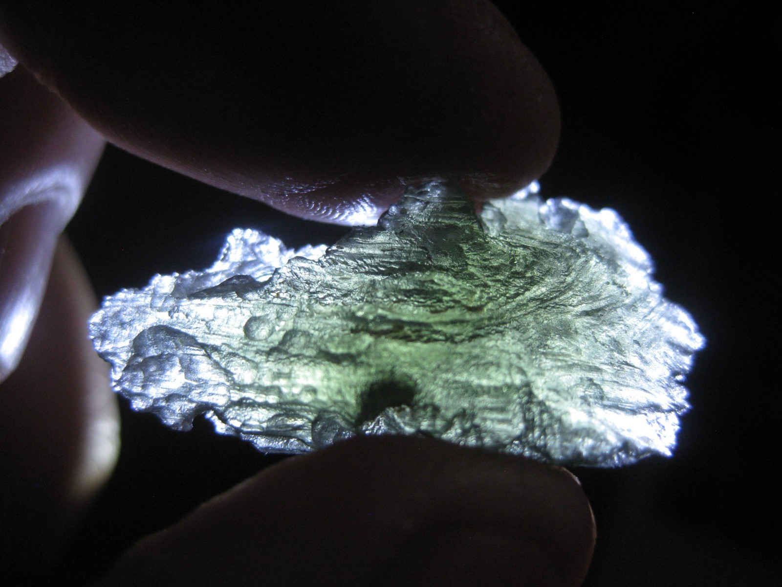Moldavite 3.2g Nova Hospode, Rieke tektite genuine, Czech Republic impact glass