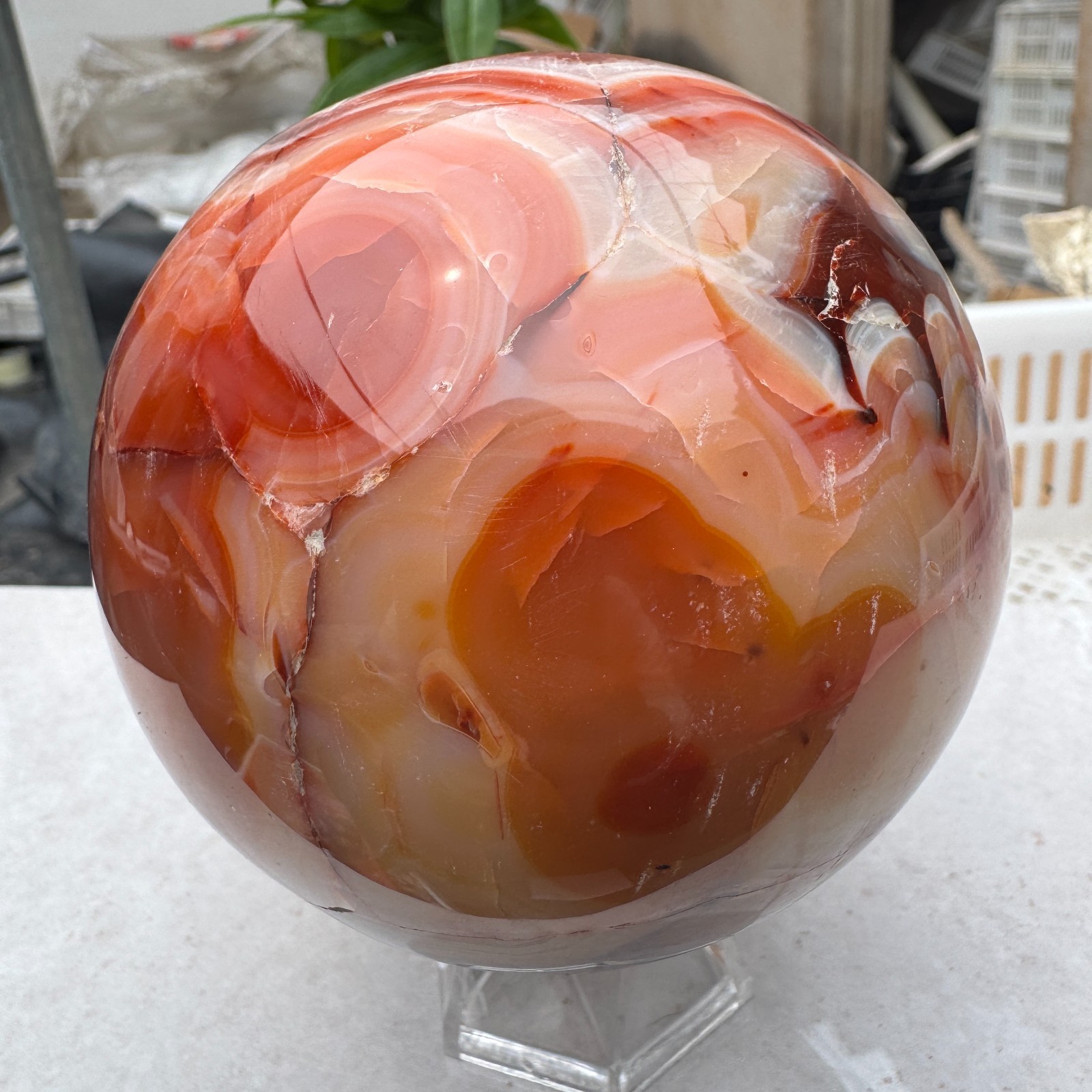 1250G Natural red stripe agate sphere Crystal Ball Madagascar mineral