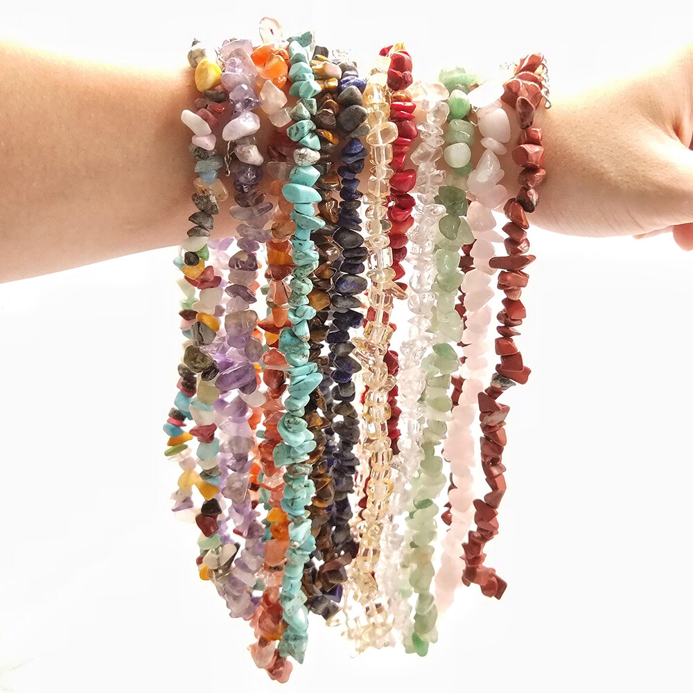Long 20 Inch Natural Crystal Quartz Chips Gemstone Beads Strand Necklace