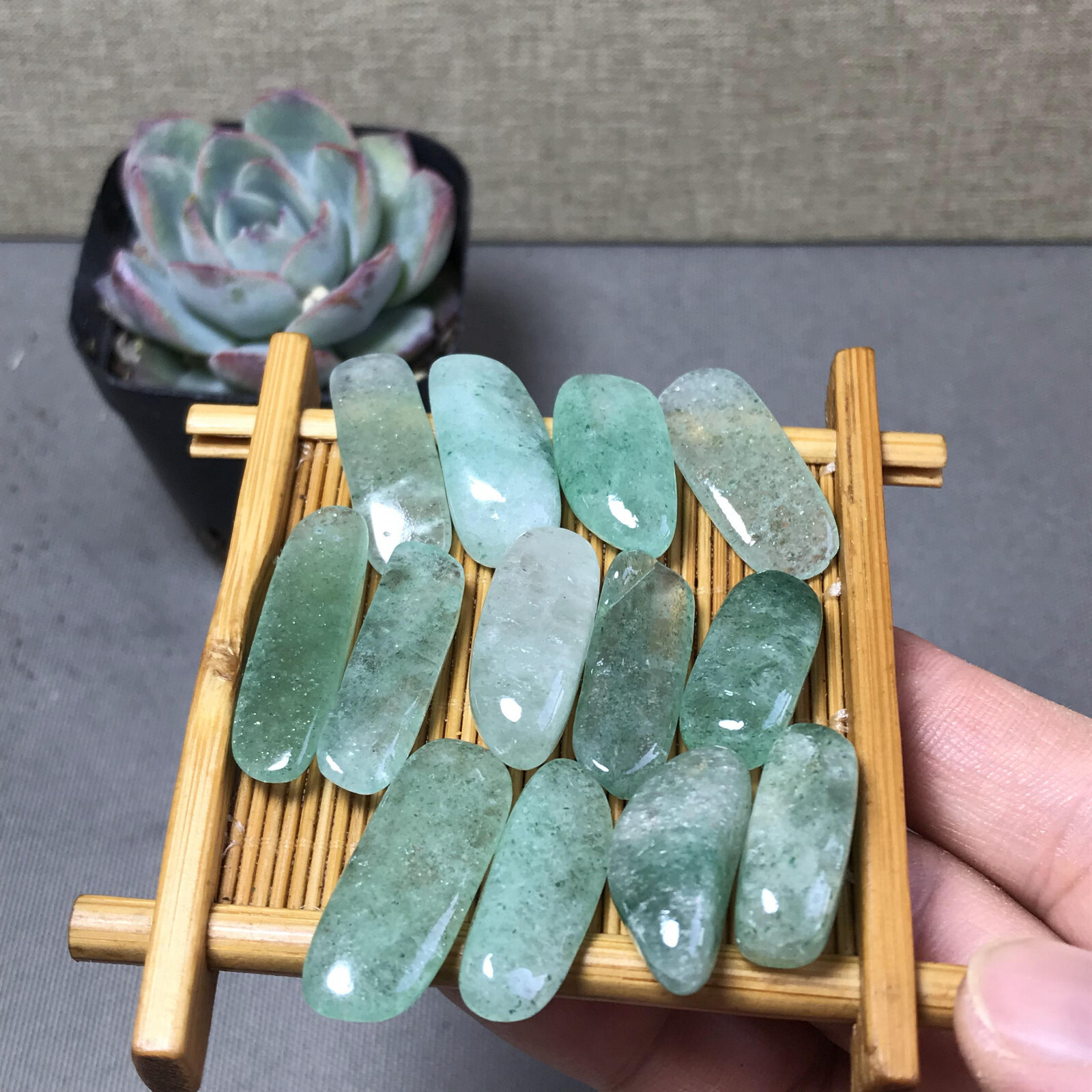 13Pcs Natural Green Strawberry Crystal gemstone Polish Mineral Specimen A6586