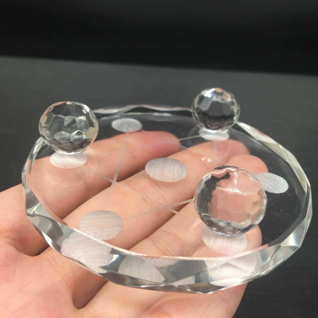 Asian Clear Polished Star Array Plate Quartz Crystal Healing Balls Sphere Stand