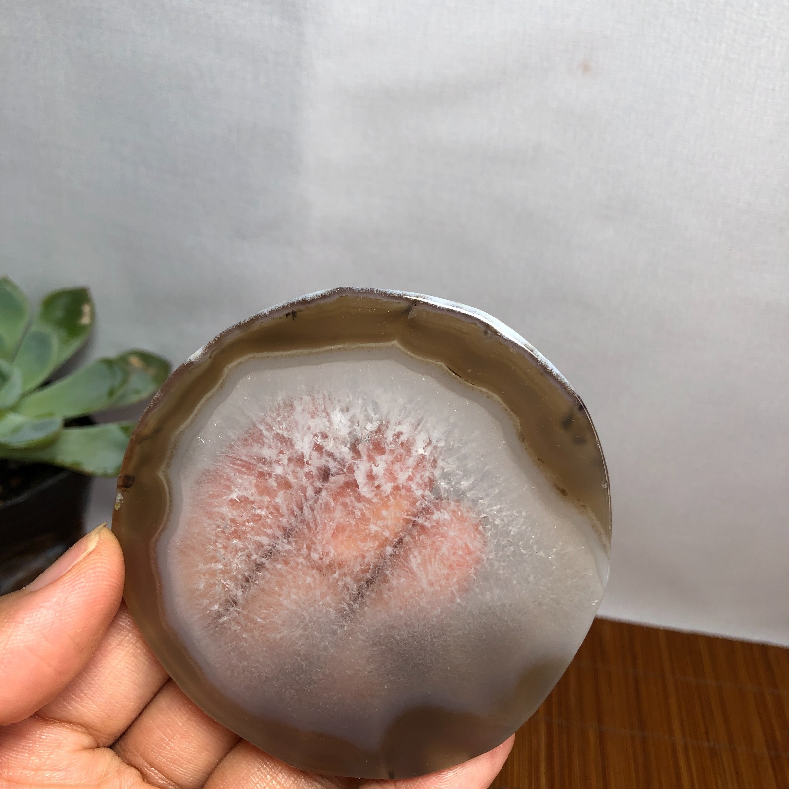 75mm Natural agate Slab/Slice quartz crystal pictographic specimen 72g g8073