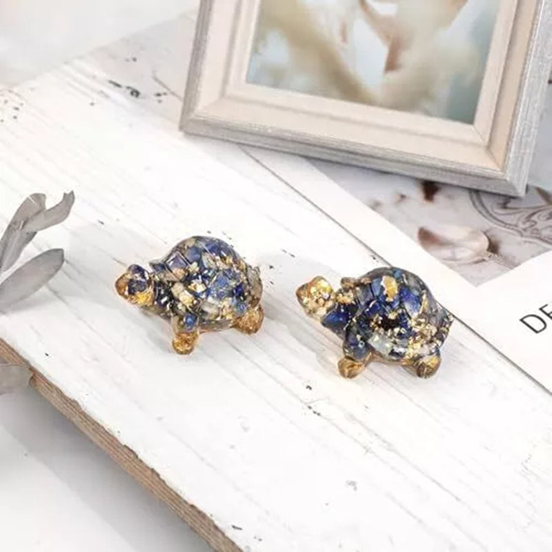 Natural Lapis Lazuli Quartz Crystal Tortoise Epoxy Resin Gemstone Turtle Healing
