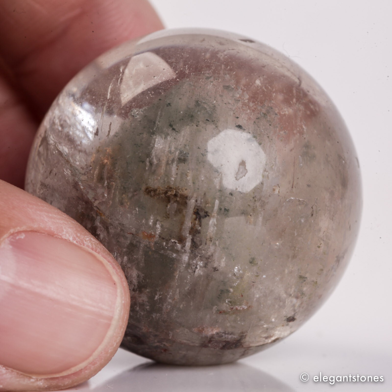 57g34mm Natural Garden/Phantom/Ghost/Lodolite Quartz Crystal Sphere Healing Ball