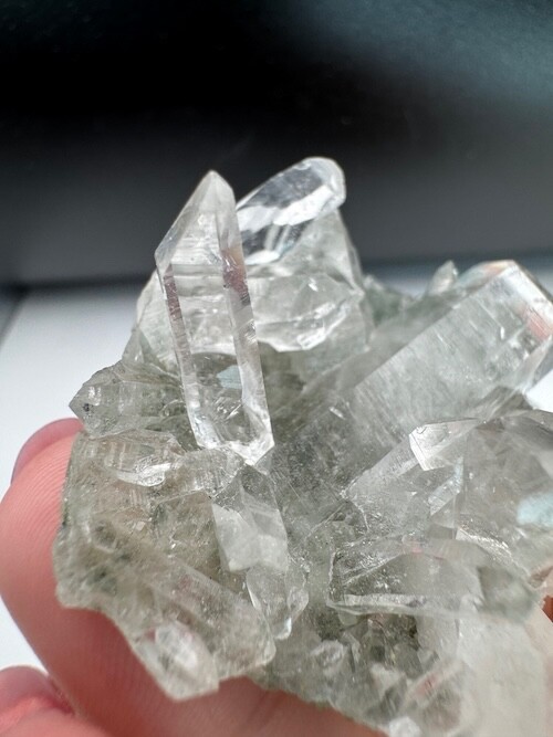 4876 Himalayan Quartz Cluster with Excellent Clarity and Points, w/ Chlorite 31g