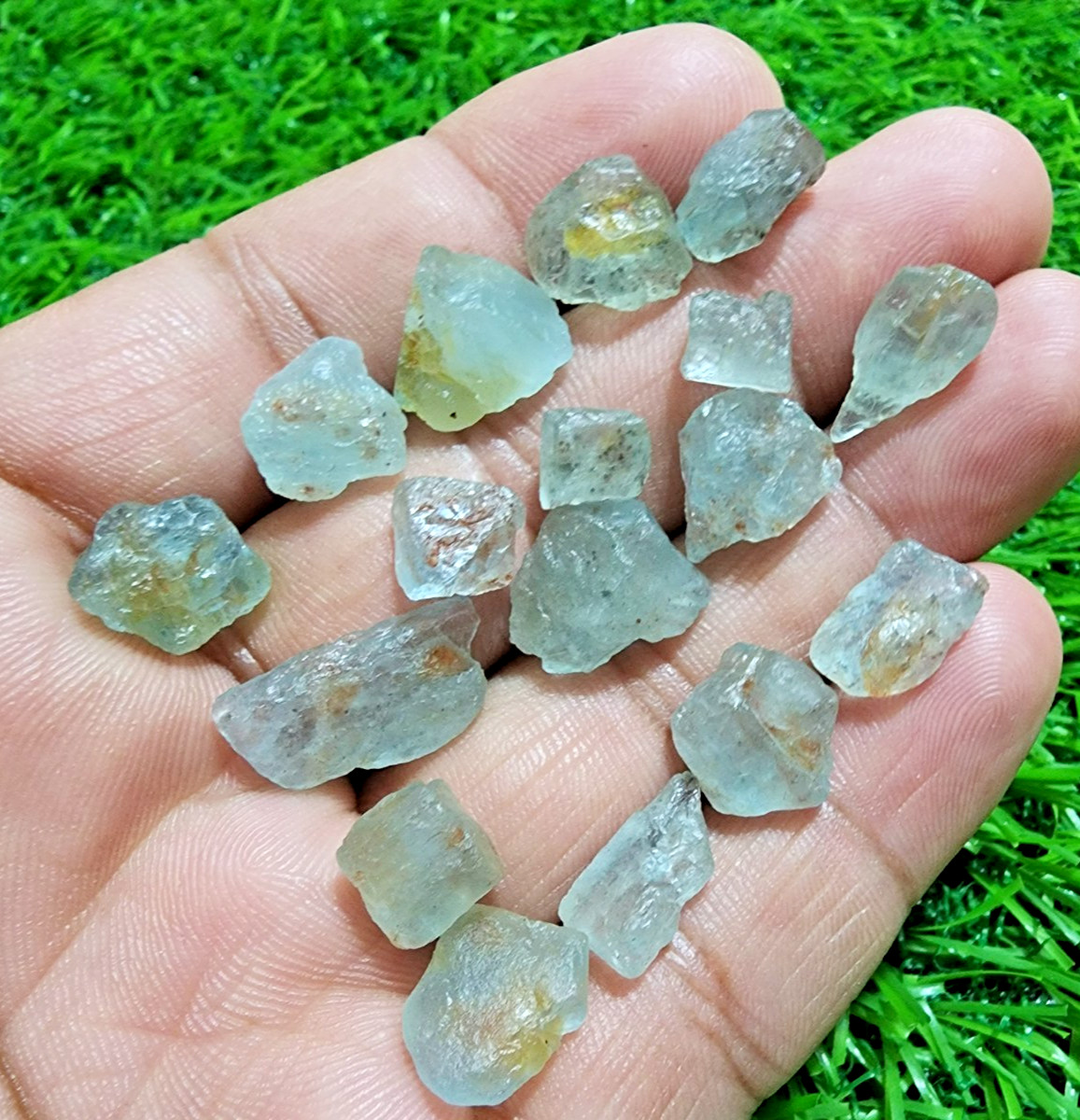 17 Pcs Lovely Blue Aquamarine Gemstone Rough Lot 8-16mm Aquamarine Raw Stones