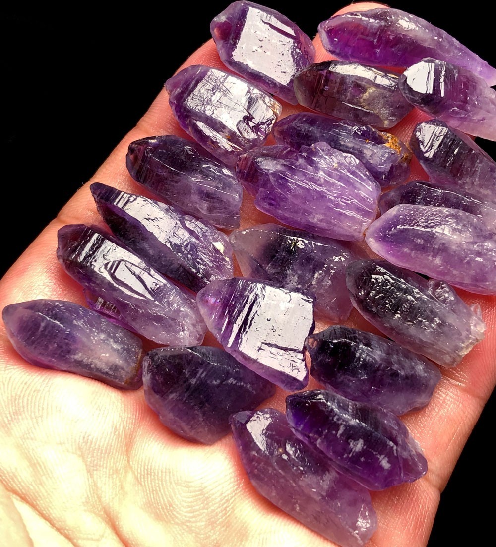70g 21PC Diamond Grade! RARE Amethyst Lemurian Quartz Lemuria Crystal Point t183