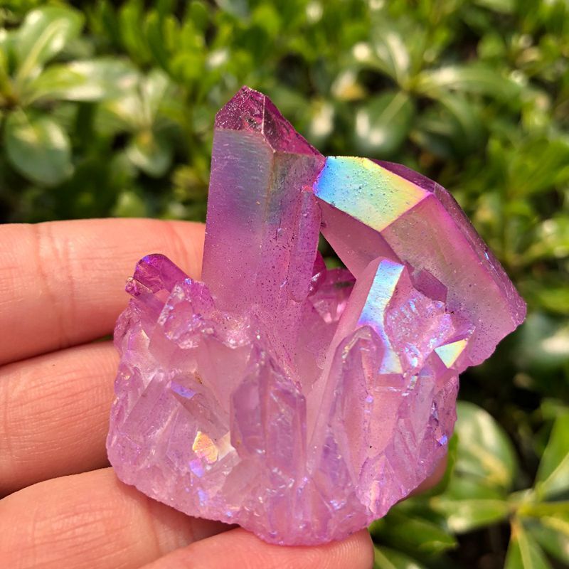 50g Natural Pink Aura Titanium Quartz Crystal Cluster Healing reiki VUG Specimen