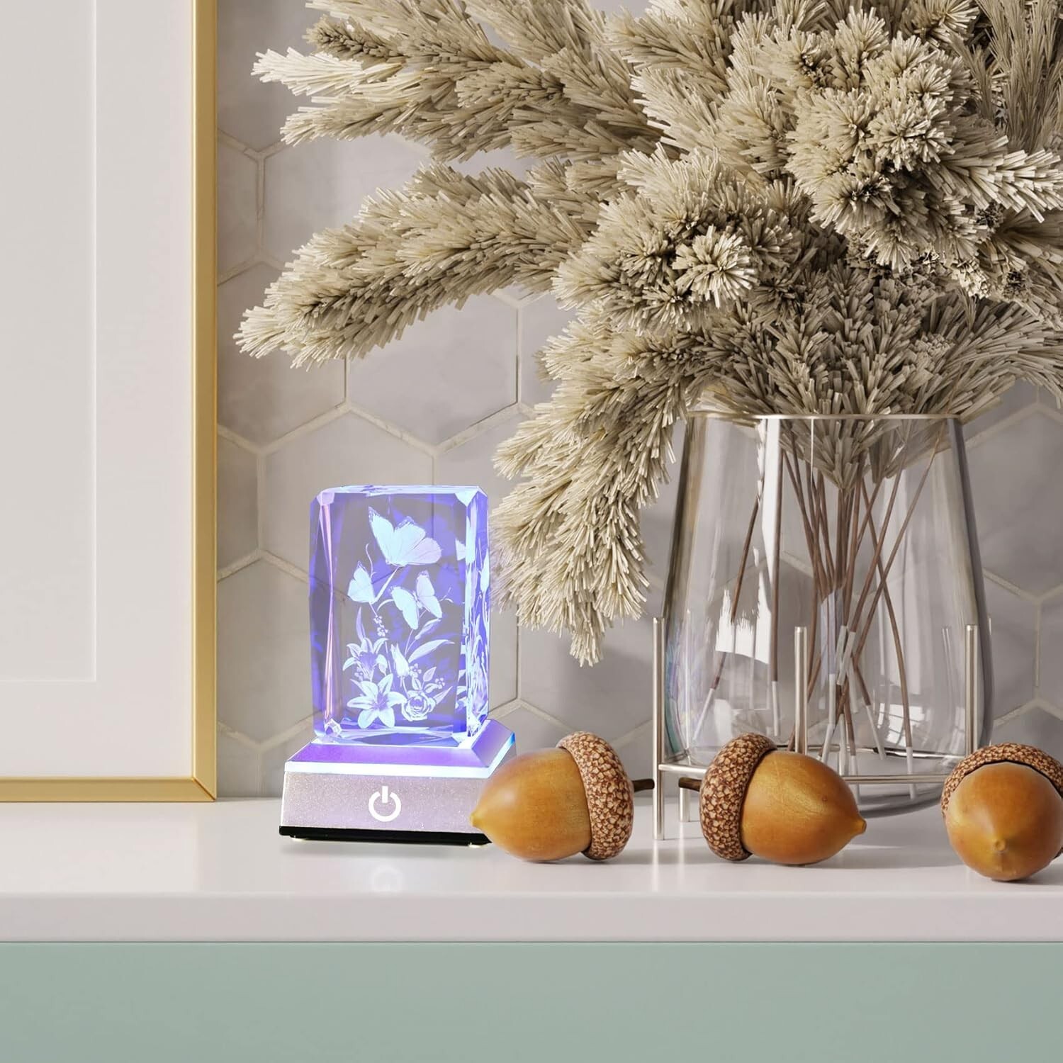 Elegant 3D Laser-Engraved Butterfly and Lily Lamp – Perfect for Home Décor