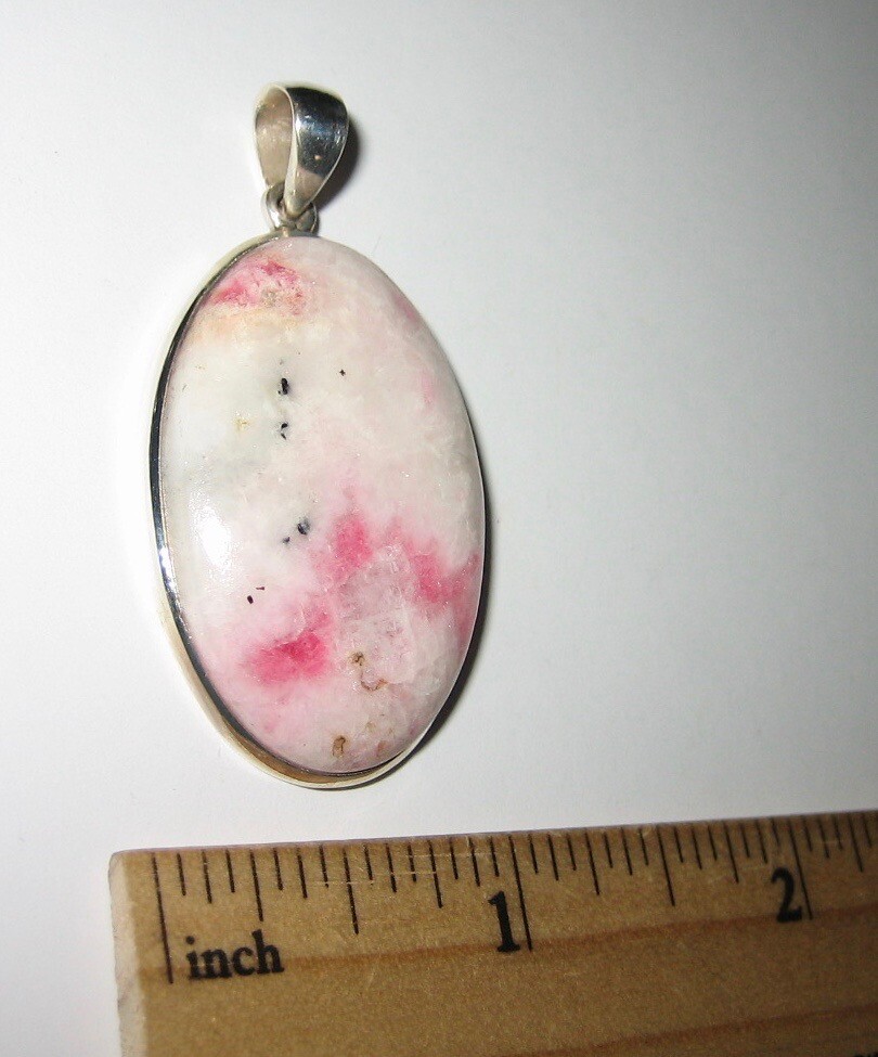 34x23mm RARE! POLISHED NATURAL TUGTUPITE STONE MINERAL SILVER PENDANT ~ 10.1g *A