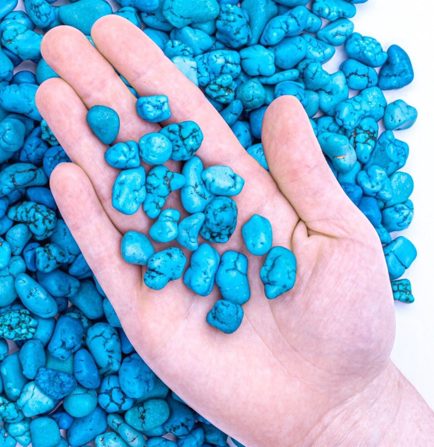 1/4 lb Tumbled Blue Turquenite Gemstone Crystal 40-55 Stones Bulk Rock Wholesale