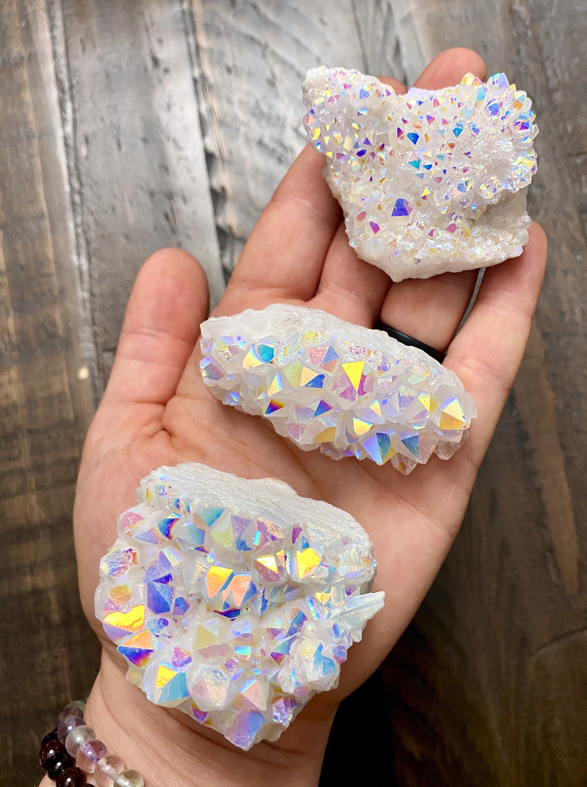 Raw Angel Aura Quartz Crystal Cluster, Natural Angel Aura Quartz from Brazil