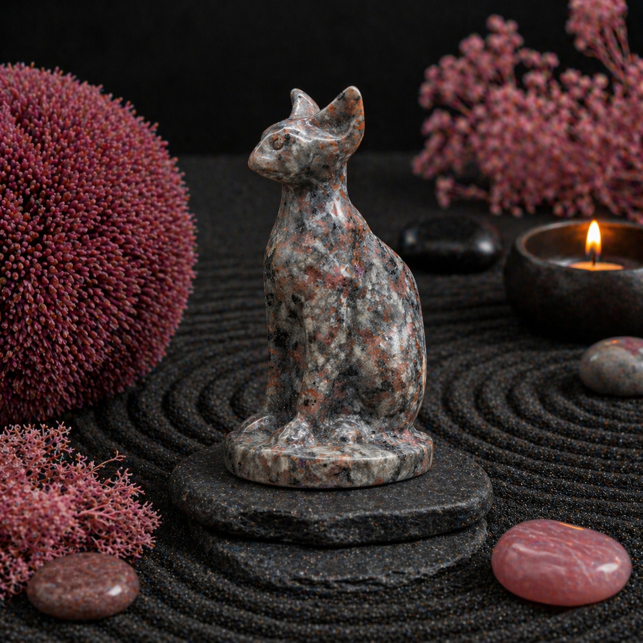 Yooperlite Crystal Cat Carving UV Reactive Glowing Cat Lover Animal Decor Gift