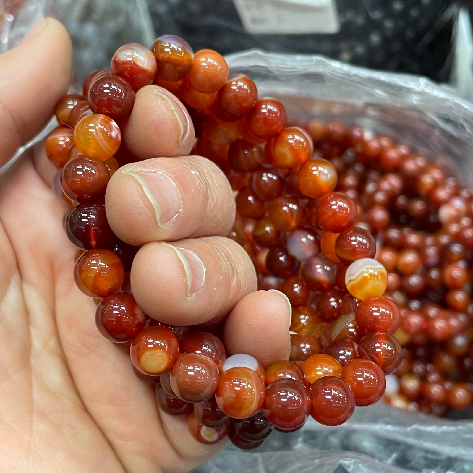 10pc 8mm Natural red agate Bead Bracelet Reiki Crystal Quartz Healing Decorate