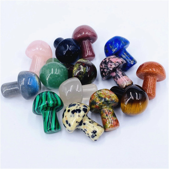 25pcs Mini Crystal Mushrooms Agate Stones Natural Quartz Crystal Healing