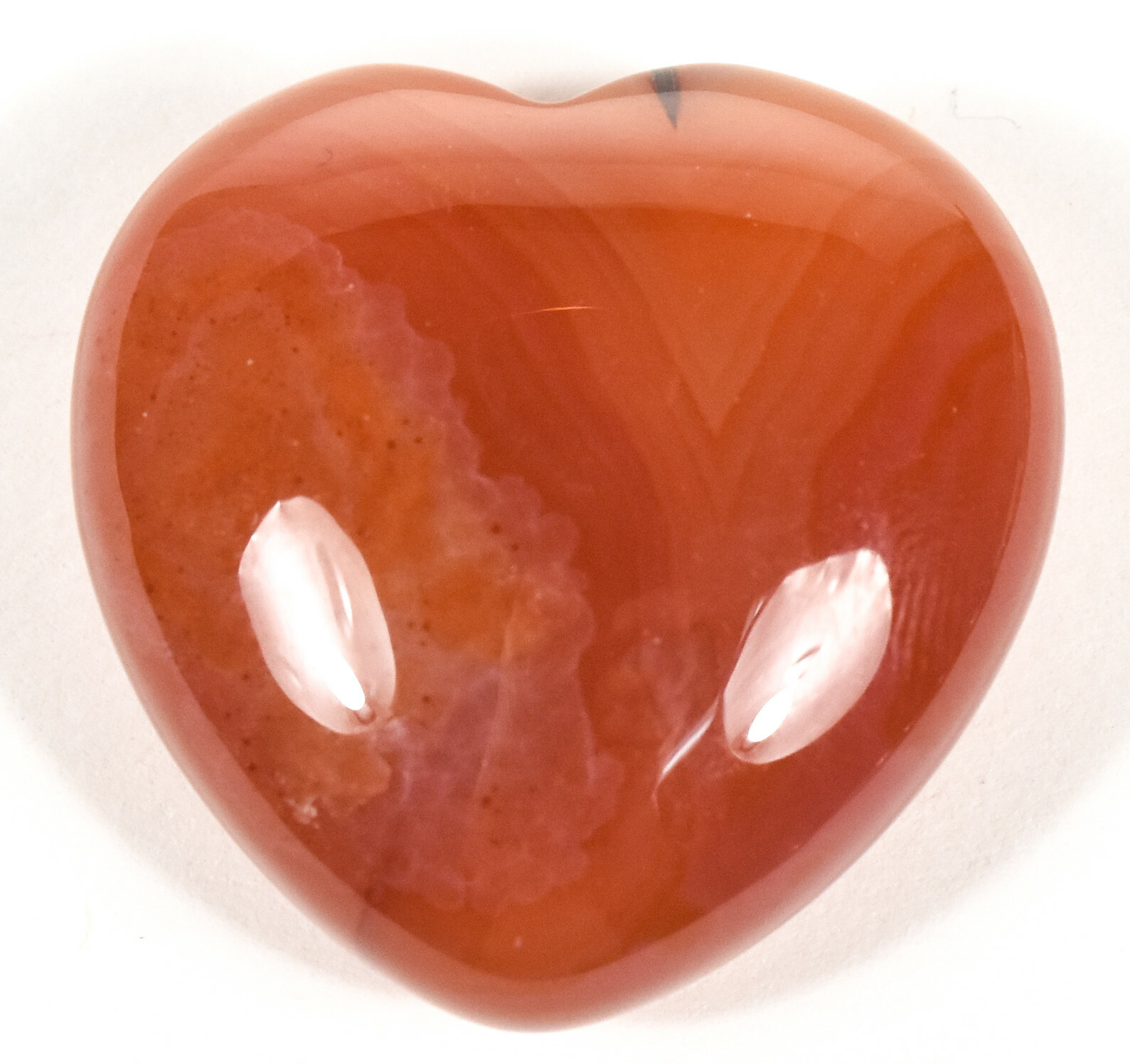 30mm Orange Red Carnelian Heart Polished Agate Crystal Mineral Madagascar (1PC)