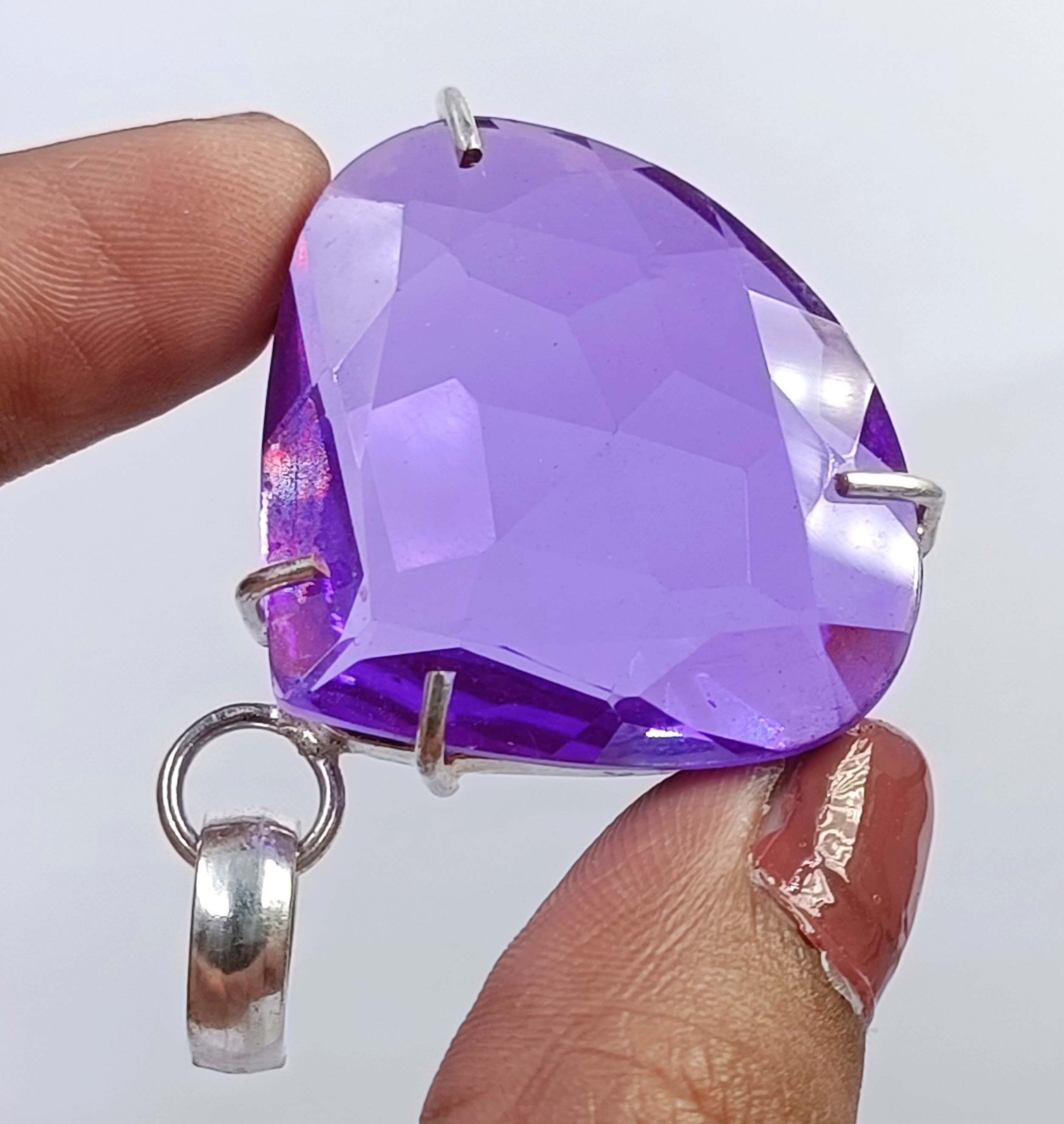 75 Ct Natural Purple Sapphire Pendant Pear Shape 925 Silver IGL Loose Gems 6JHL