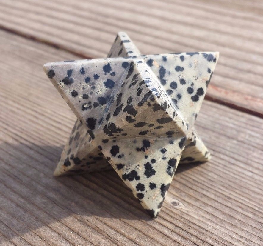 LARGE (50mm) DALMATIAN JASPER GEMSTONE MERKABA STAR (ONE) – BUY IT NOW