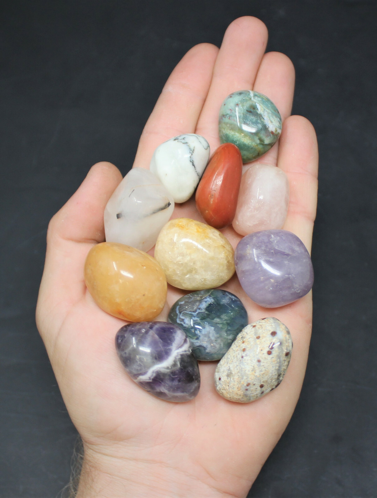 Assorted Mixed Tumbled Stones 2 lb Wholesale Bulk Lot LARGE Chakra Reiki Mix