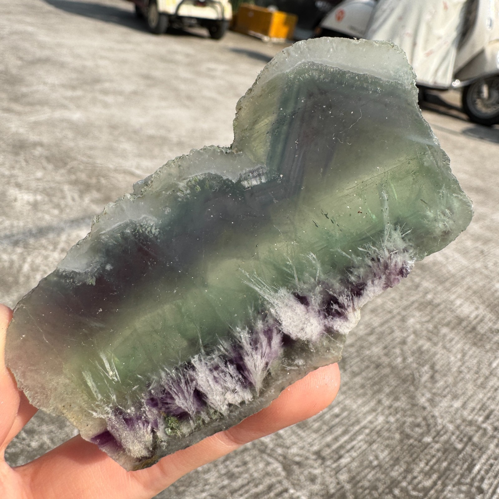 100G Natural feather fluorite crystal slice rough quartz crystal specimen healin