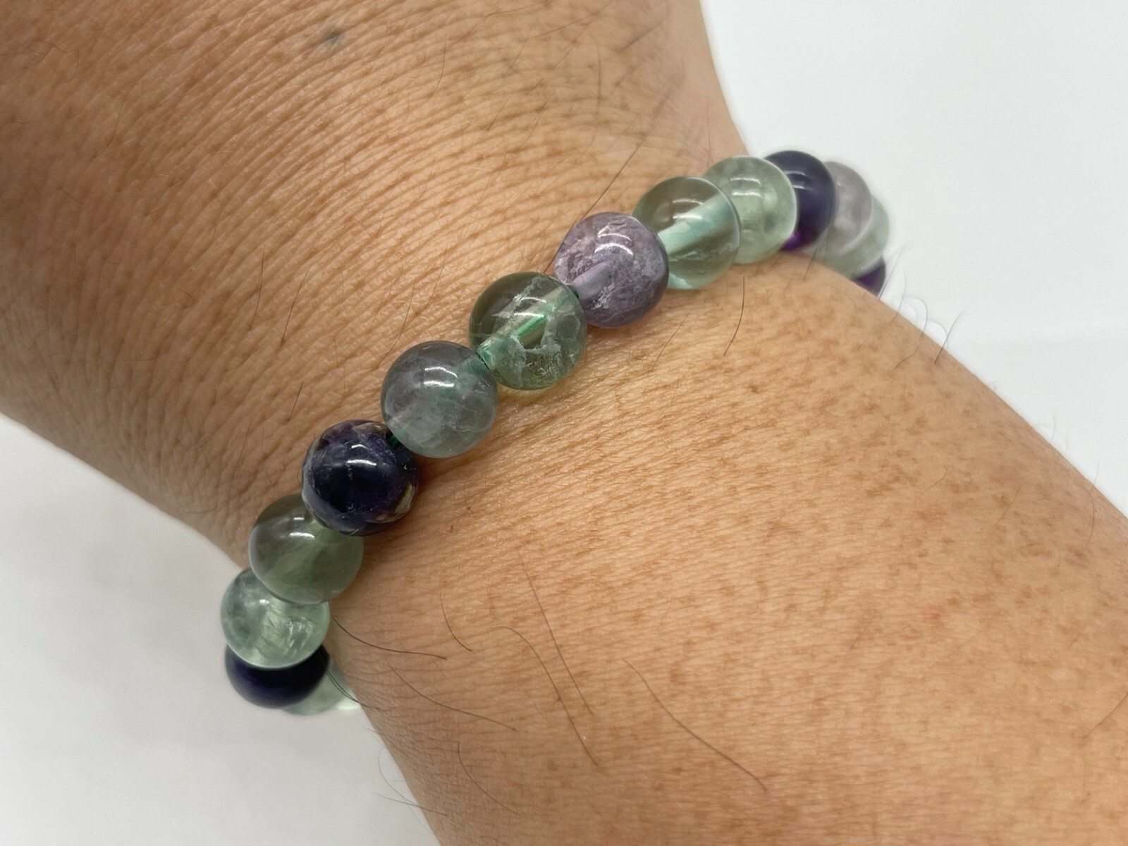 Grade A++ Fluorite Crystal Bead Bracelet 8mm, Genuine Fluorite Gemstone Bracelet