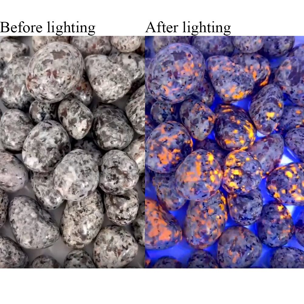 10Pack-Natural Yooperlite UV Fluorescent Glowing Fire Rocks Flame Tumbled Stone