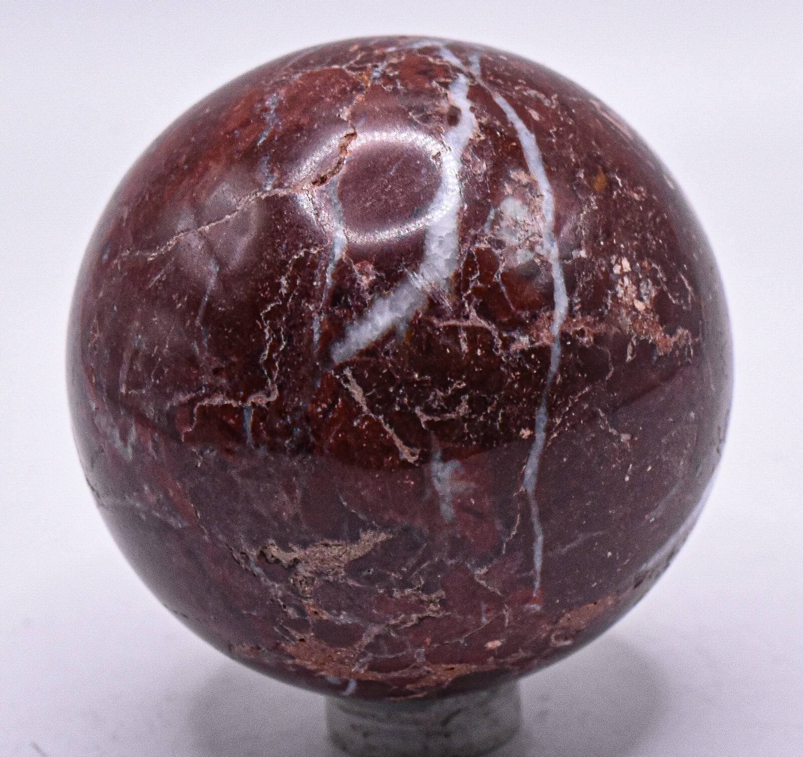 52mm Deep Red Jasper w/ Quartz Sphere Polished Natural Crystal Mineral Ball Peru