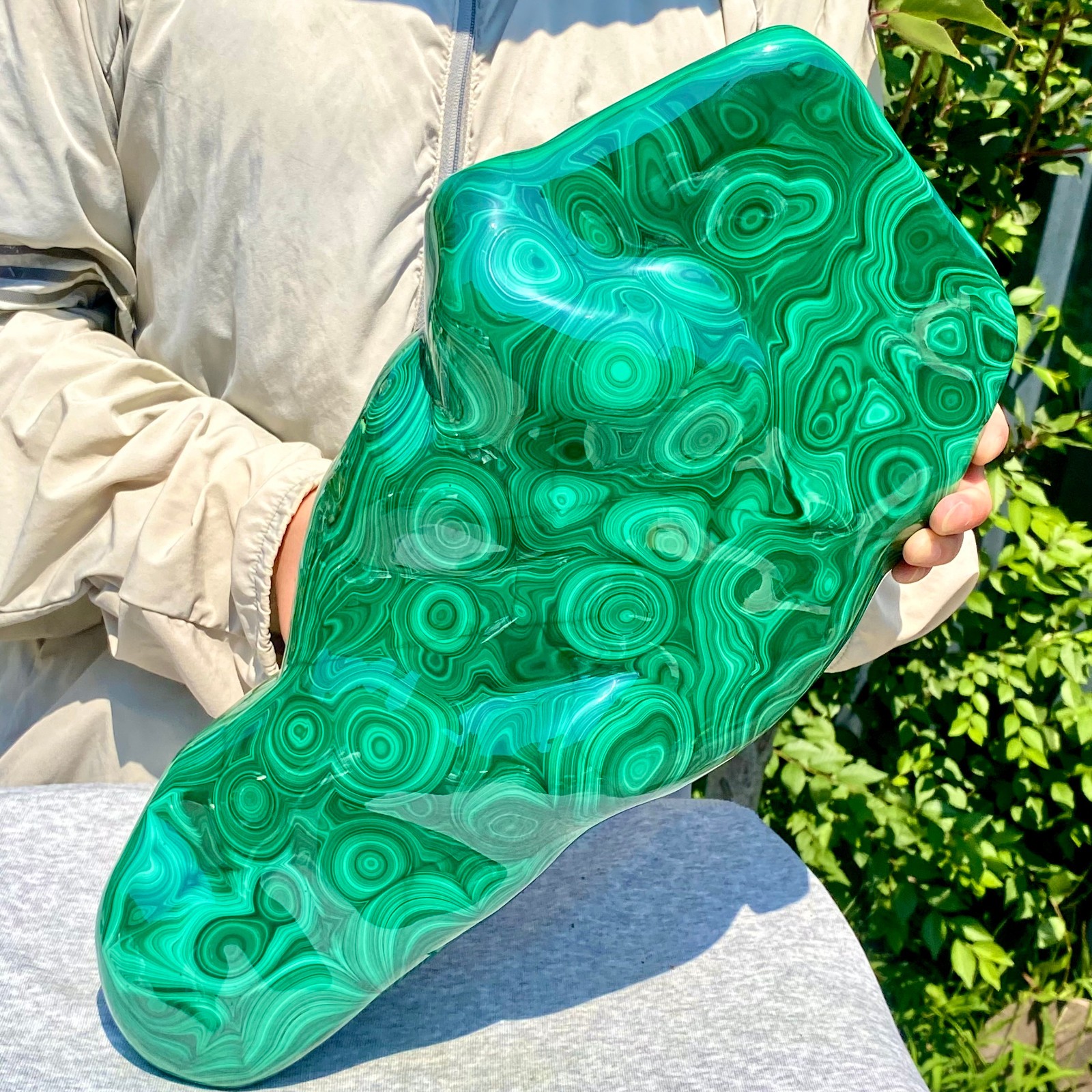 35.05LB Natural glossy Malachite transparent cluster rough mineral sample