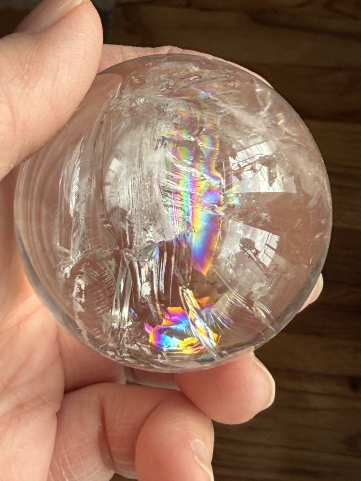 50mm Natural Rainbow Clear Quartz Sphere 173 grams