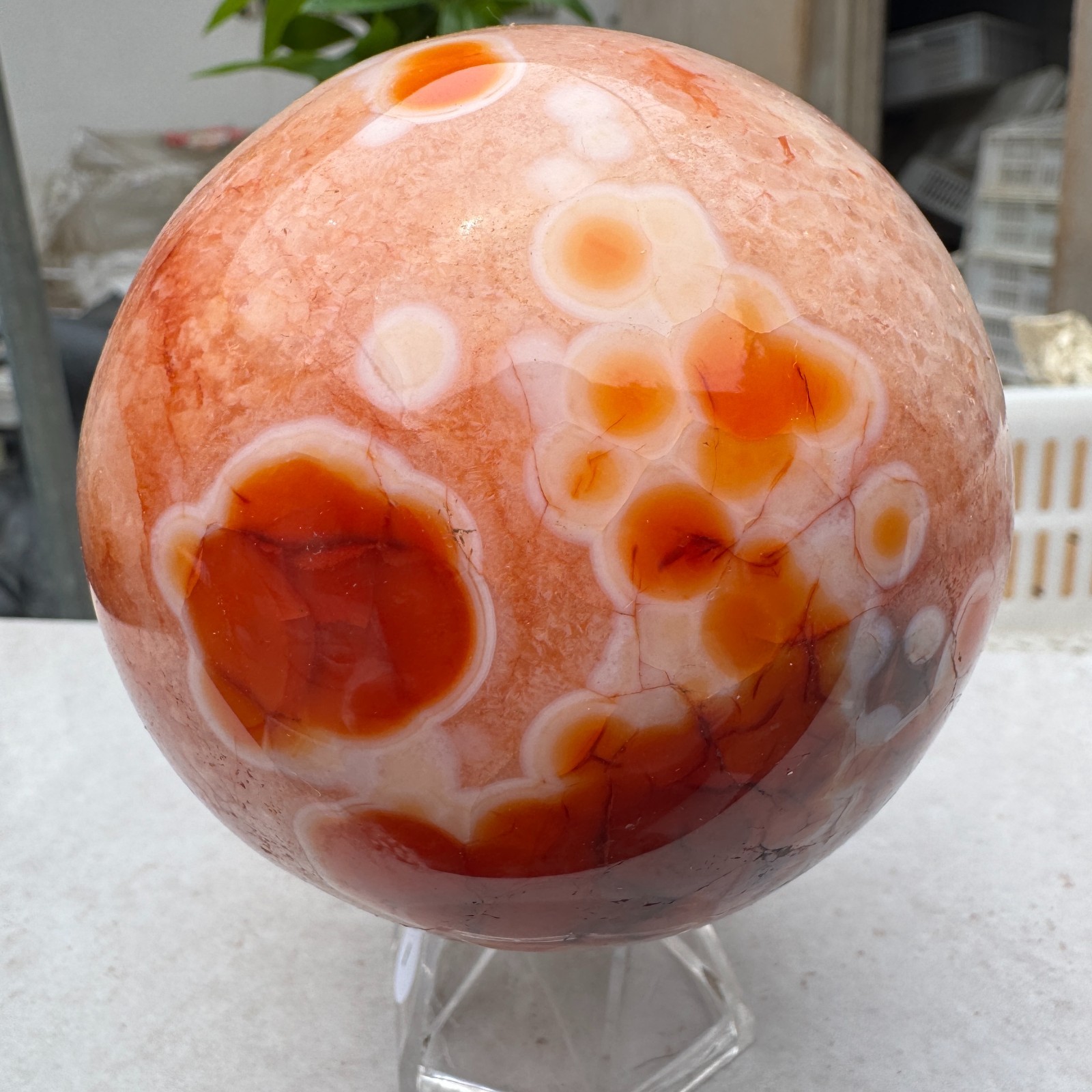 940G Natural red stripe agate sphere Crystal Ball Madagascar mineral