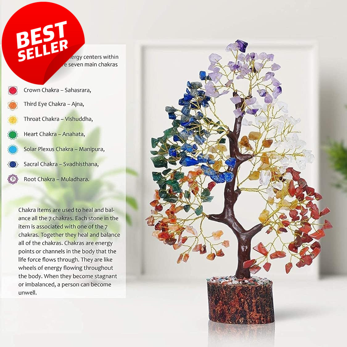 7 Chakra Crystal Tree Handmade Healing Gemstone Tree of Life Home Decor – US