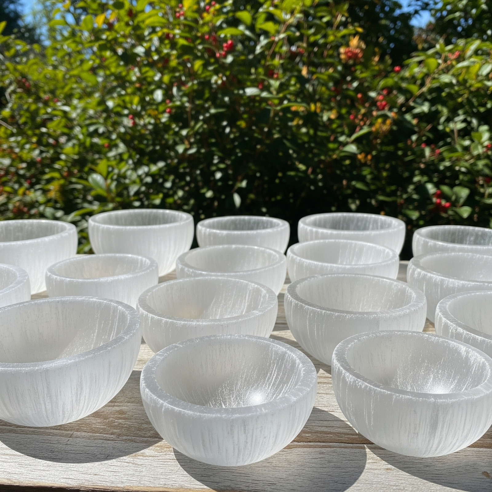 3PCS Set Selenite Bowl White Crystal Decor Display Healing Energy Reiki Gifts