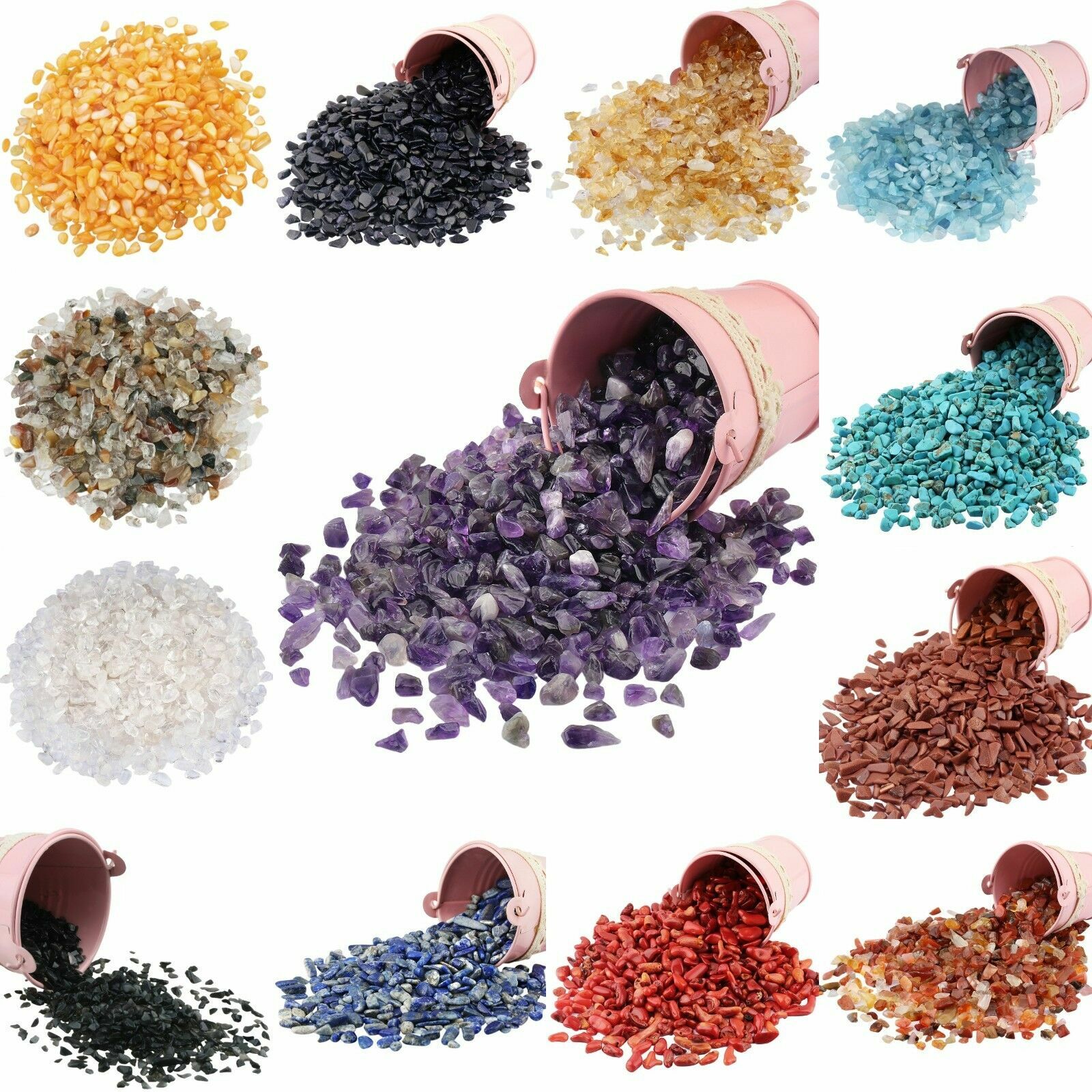 1000g Crushed Gemstone Chips Stone Undrilled Tumbled Crystal Quartz Decor DIY