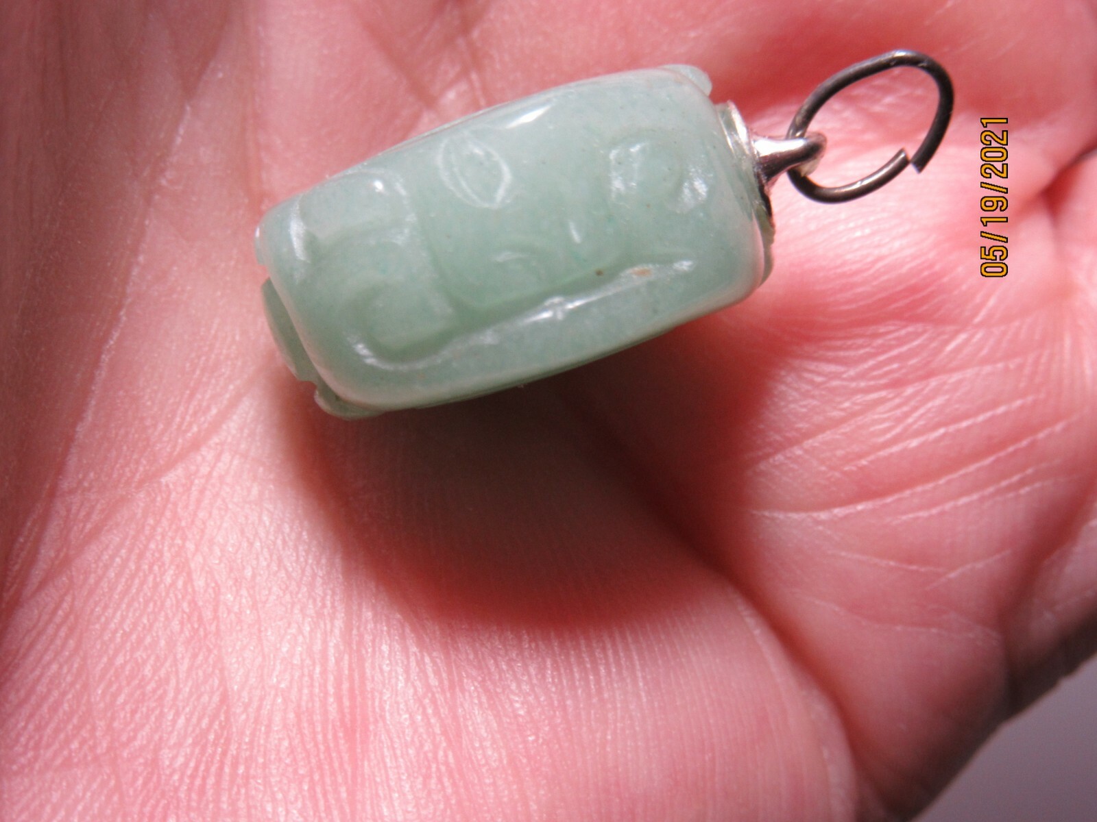 Green Aventurine Chinese Dragon Word Luck Prosperity 1 1/8″ Pendant GA-1