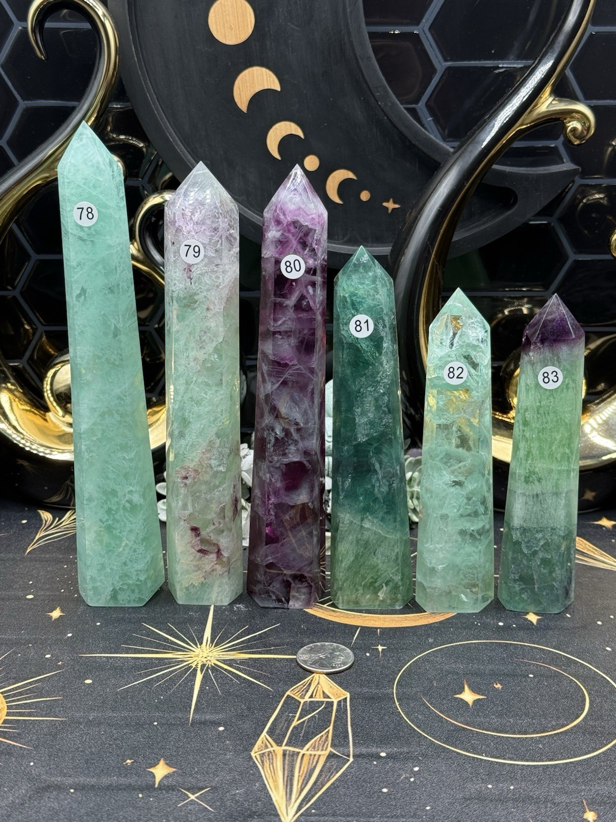 Natural Fluorite Towers Watermelon greens Pruples Clarity Free shipping!