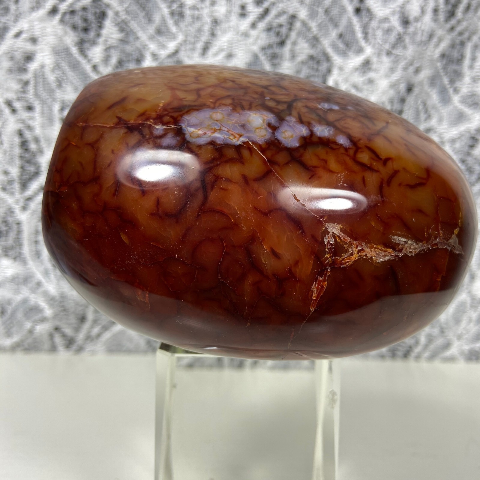 4.1″2.35lb Big Red Agate CARNELIAN Stone Standup Crystal Reiki Madagascar Y909