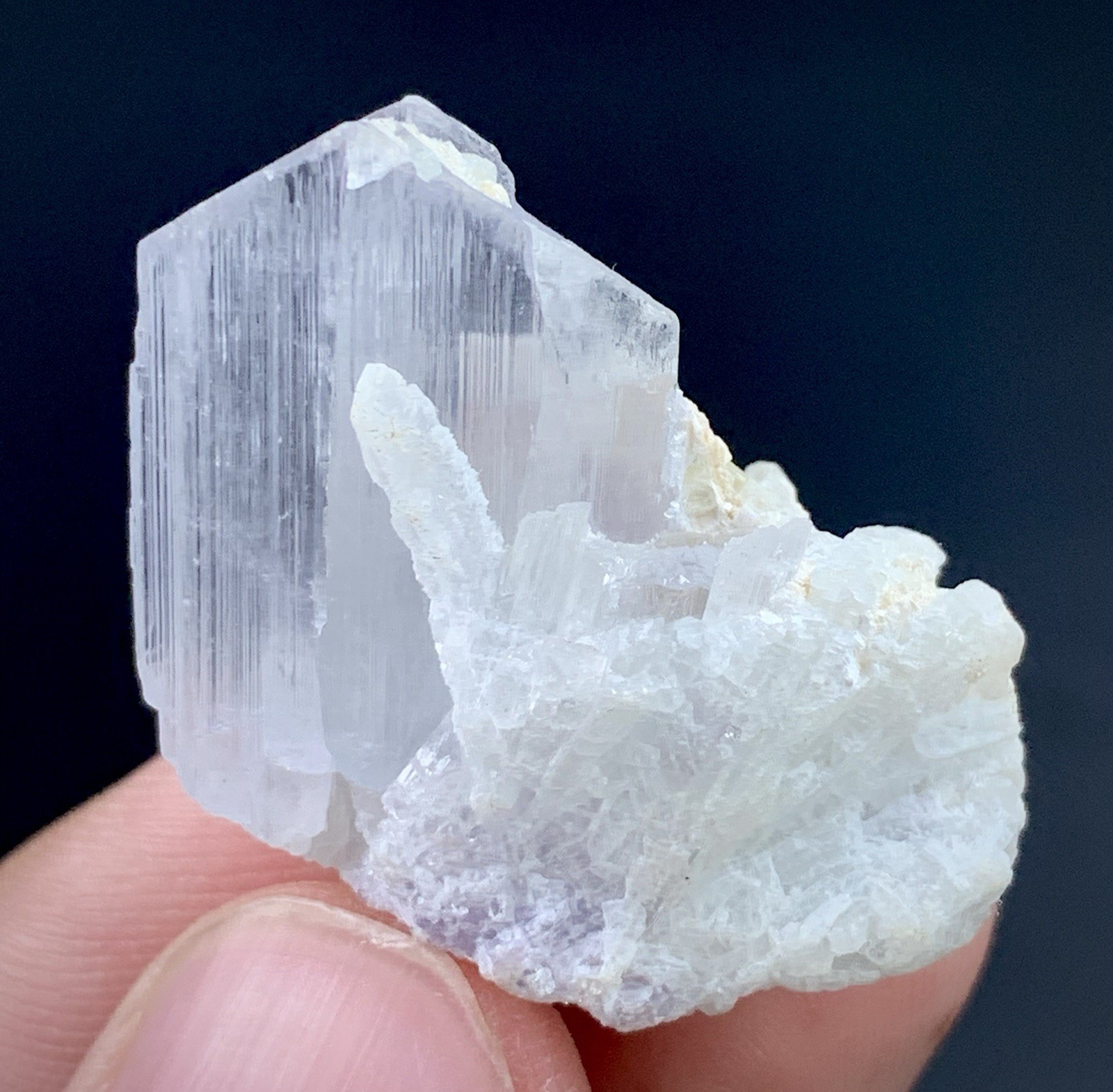 Natural Aesthetic Terminated Pink kunzite With tourmaline Specimen (58 Carats)