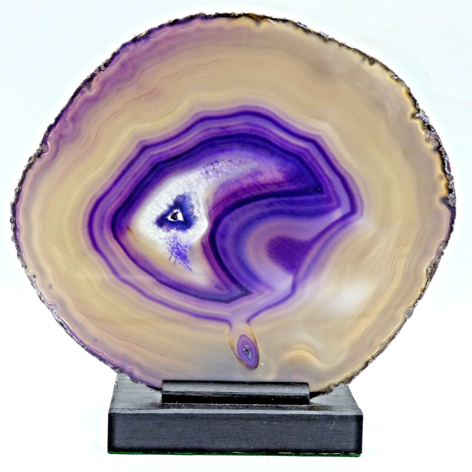 Large Agate Crystal Slice Purple Banded Candle Night/ Tea Light Stand Holder