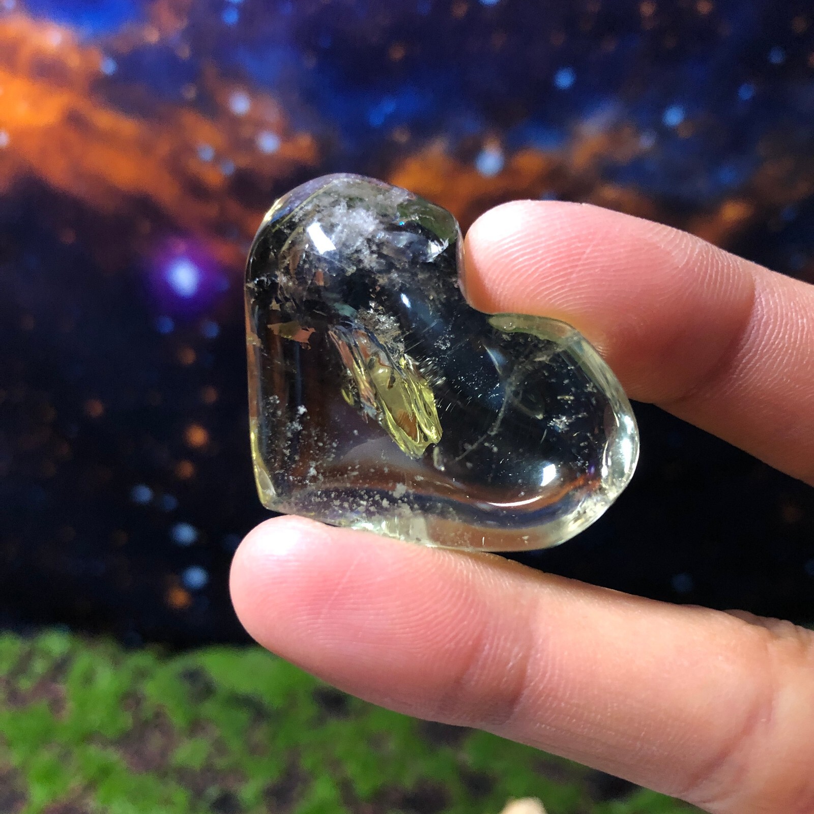 2x Clear Citrine Heart Shape Crystal Quartz Energy Healing Chakras 58g 4cm
