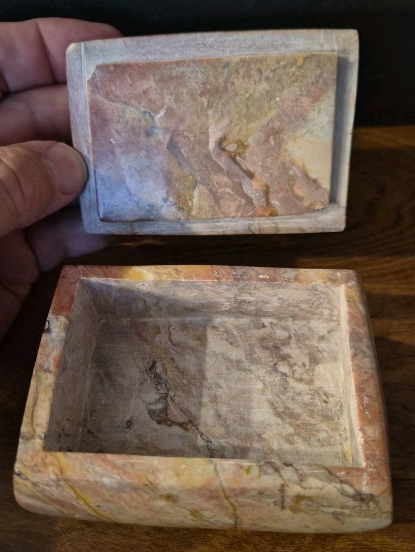 Denton Mine Fluorite Rectangular Carved Box 1.2 pounds Multi Colored Fluorite