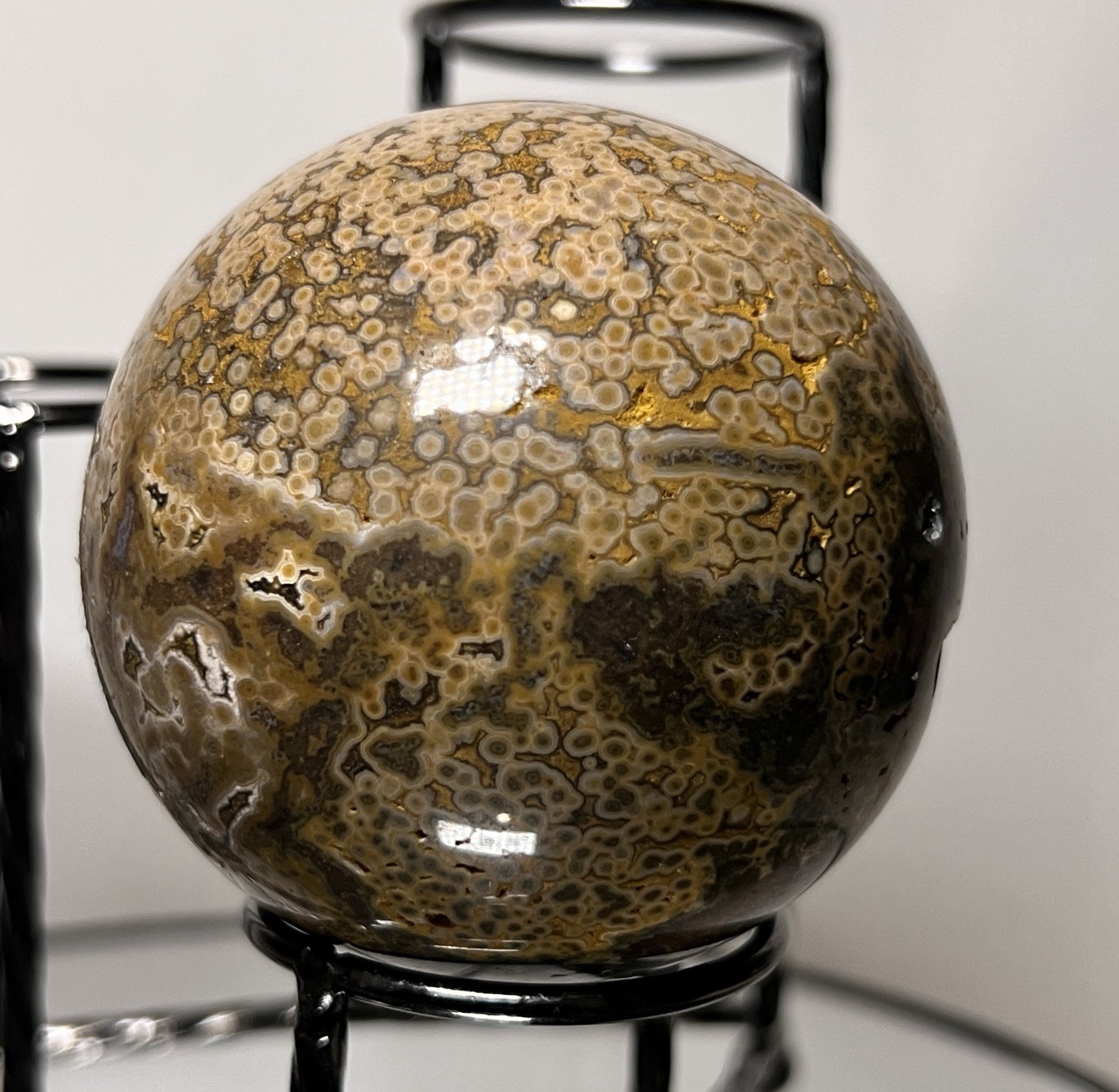 Ocean Jasper 3 Piece Sphere Set with Holder 63mm-67mm -See Pics for Measurements