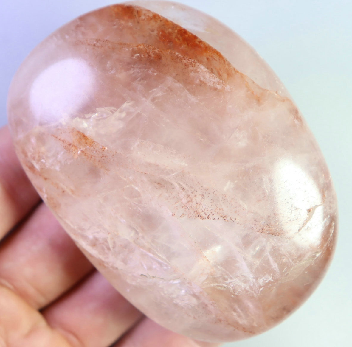 Natural RED FIRE Hematoid Quartz Crystal Palm Stone Reiki Healing Energy
